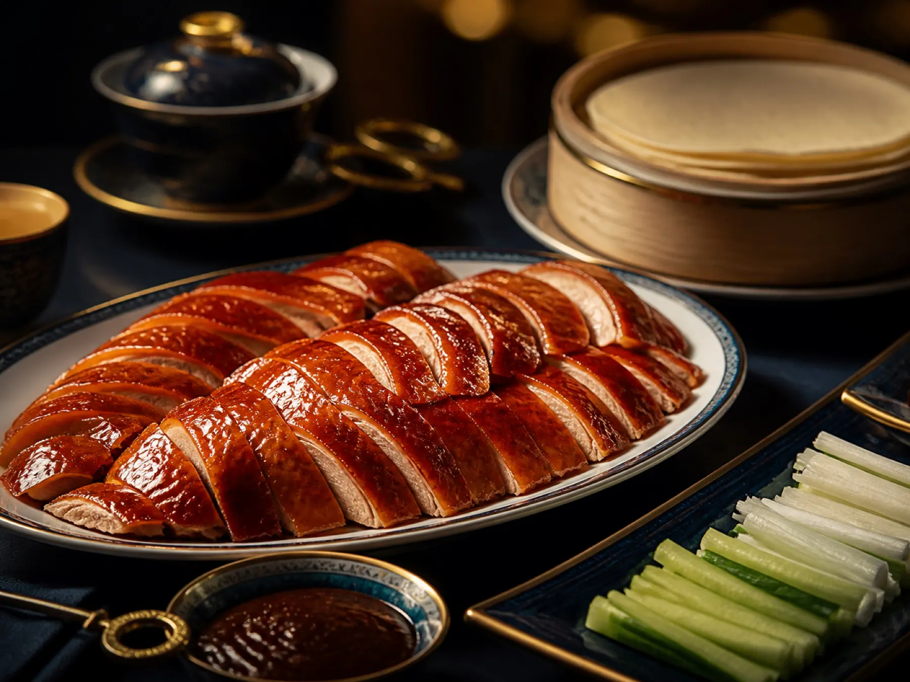 Premium sliced Peking duck with pancakes